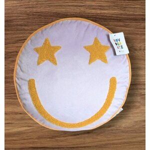 Novagratz Pillow Smiley Face Accent Cushion Stars Home Happy Decorative Throw
